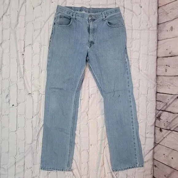 Vintage Blue Wrangler Straight Leg Jeans Mens 36w 34l - Picture 1 of 6